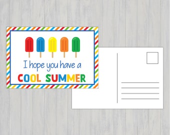 Cool Summer, Mail for Students, Postcard for Students , Note From Teacher, Happy Mail from Teacher, Teacher Postcards, Popsicles