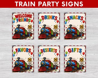 Train Party Signs, Train Birthday, Railroad Birthday, Train Party,  Instant Download