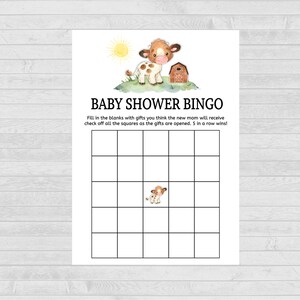 Cow Baby Shower Bingo, Baby Shower Game, Baby Shower Game Printable, Cow Baby Shower, Holy Cow,