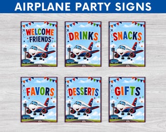 Airplane Party Signs, Airplane Birthday,  Airplane Party,  Aviation Party,   Instant Download