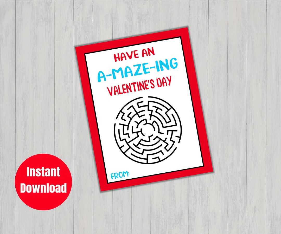 valentine-cards-for-kids-valentine-maze-cards-you-are-amazing-you-print-etsy
