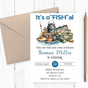 Fishing Retirement Party Invitations, Fishing Party, Fishing Invitation, Gone Fishing, Retirement Invitations, Retirement Party