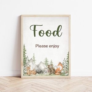 Woodland Baby Shower Sign: Adventure Begins, Food Sign