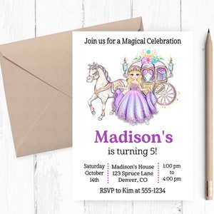 Princess Birthday Invitation: Horse-Drawn Carriage
