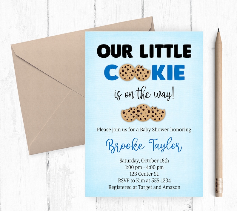 Cookie Baby Shower Invitation Chocolate Chip Cookies Cookie Etsy