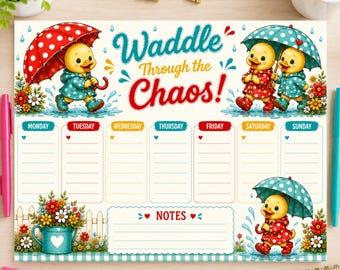 Duck Weekly Planner, Waddle Through the Chaos Planner, Cute Duck Planner, Duckling Planner, Instant Download