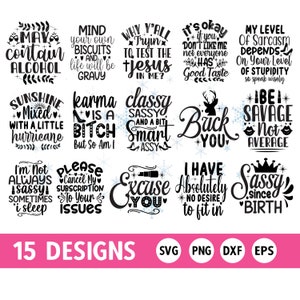 Sassy Quotes SVG Bundle: Sarcastic Sayings