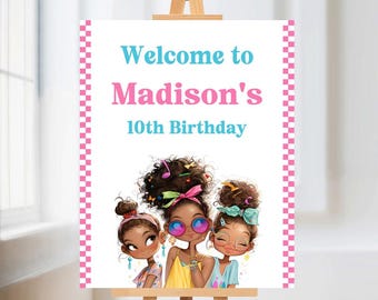 Letrero de bienvenida para fiesta de pijamas de niñas: decoración de cumpleaños para pijamadas