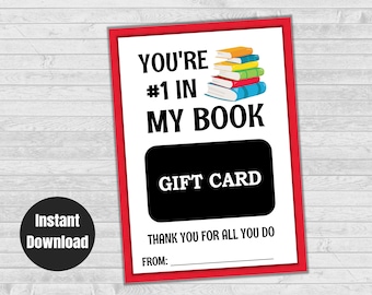 Teacher Gift Card Holder, Gift Card Printable, Book Gift Card Holder, Teacher Gift, End of year Gift