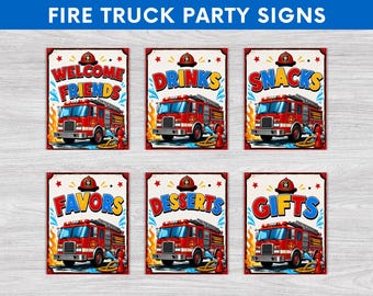 Fire Truck Party Signs, Firefighter Birthday, Fire Truck Birthday, Fire Truck Party,  Instant Download