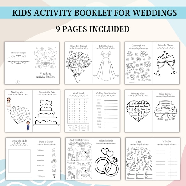 Wedding Activity Printable, Wedding Activity Book, Wedding Coloring Pages, Reception Game, Kids Wedding Activity