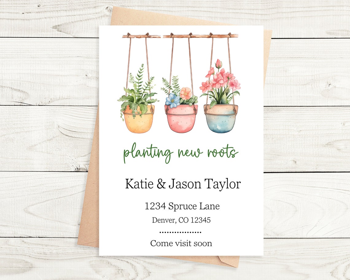 Planting New Roots Moving Announcement Card - Etsy UK
