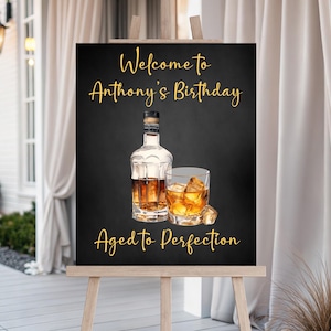 Whiskey Party Sign, Whiskey Party, Cocktail Party, Adult Birthday Party, Aged to Perfection Sign, Aged to Perfection Party