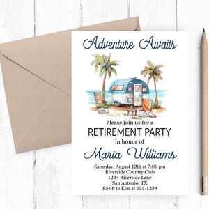 Retirement Party Invitation, Retirement Party, Retirement Party Invites, Retirement Celebration, Camping, Adventure Awaits