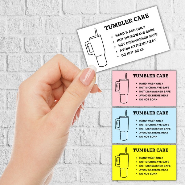 Tumbler Care Instructions, Small Business Labels, Thermal Printer Label, 2.25" x 1.25"