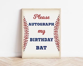 Letrero de autógrafo de cumpleaños de béisbol: Decoración para fiestas