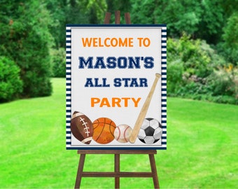 Letrero de bienvenida de cumpleaños de All Star Sports