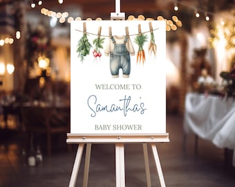 Locally Grown Baby Shower Sign: Clothesline Theme
