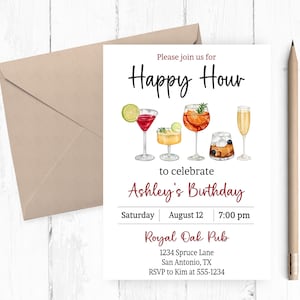 Happy Hour Invitation, Cocktail Party Invitation, Cocktail Hour Invitation, Cocktail Party, Happy Hour Party, Happy Hour Birthday Party