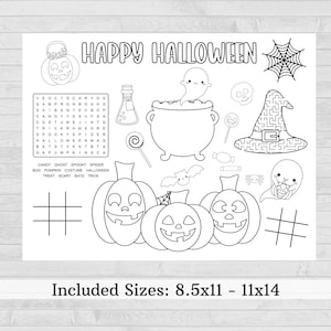 Halloween Coloring Placemat: Party Activity Sheet