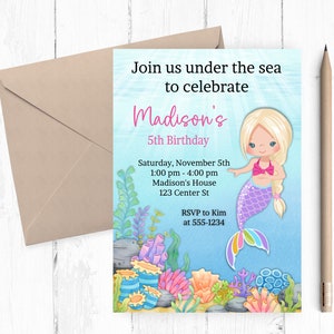 Mermaid Birthday Invitation: Under The Sea Party