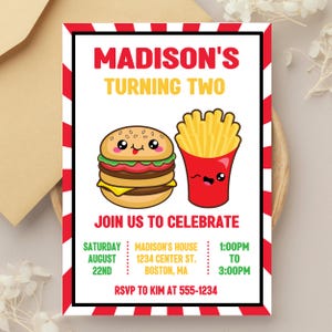 Einladung zum Cheeseburger: Burger and Pommes Party