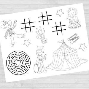 Circus Coloring & Activity Page: Birthday Party Placemat