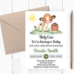 Cow Baby Shower Invitation: Farm Animal Party
