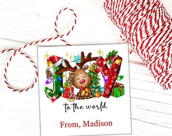 Reindeer Joy To The World Tags, Christmas Tags , Christmas Gift Tags, Merry Christmas Gift Tags, Reindeer Christmas Tags