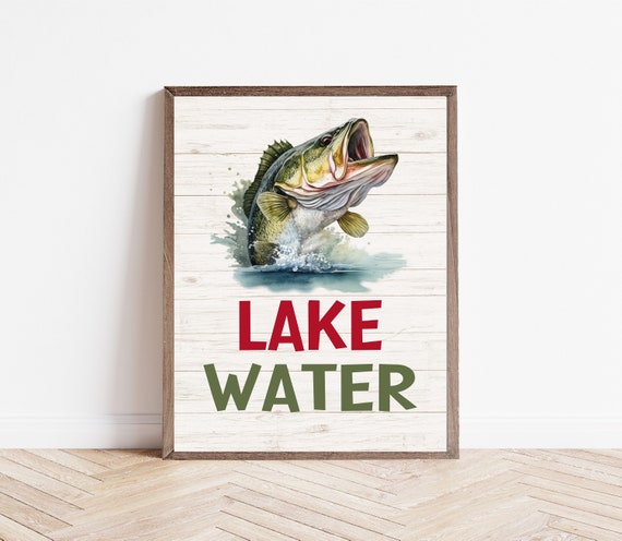 Lake Water Sign, Fishing Party Sign, Fishing Party Décor, Fishing
