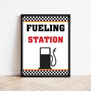 Race Car Fueling Station Sign: Party Decor