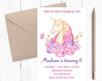 Unicorn Invitation, Unicorn Party, Unicorn Birthday, Unicorn Party