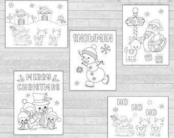 Christmas Coloring Pages, Kids Coloring Pages, Christmas Printables, DIGITAL FILE - You Print