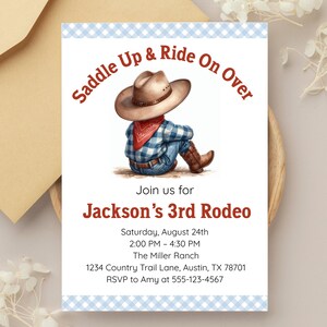 Rodeo Birthday Invitation, Cowboy Birthday Invitation, Rodeo Invitation, Western Birthday, Wild West Invitation, Boy Rodeo Invitation