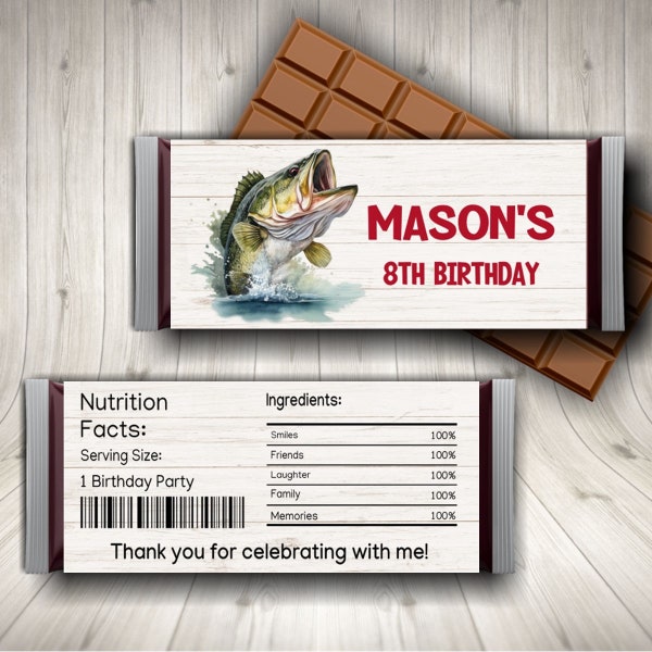 Fishing Candy Bar Wrapper, Fishing Party, Fishing Birthday, Fishing Party Favors, Birthday Party Favors