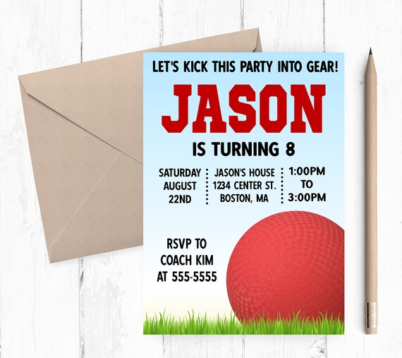 Kickball Invitation Kickball Birthday Kickball Party Etsy