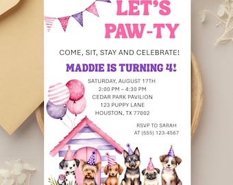 Puppy Pawty Invitation: Dog Birthday Party Invite
