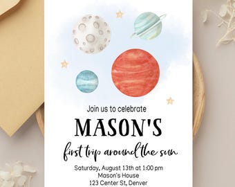 Space Birthday Invitation: Galaxy Outer Space Party