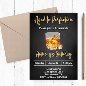 Whiskey Birthday Invitation: Aged to Perfection Party