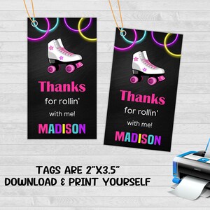 Roller Skating Party Tags, Roller Skating Favor Tags, Roller Skating Party, Roller Skating Birthday