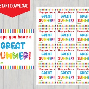 Summer Tags,  End of School Cards, Last Day of School Favor Tags