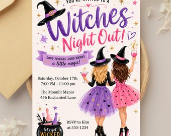 Witches Night Out Invitation, Halloween Girls Night Invite, Witchy Cocktail Party Invitation, Adult Party Invite