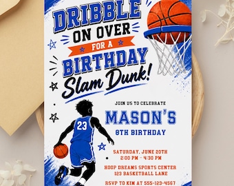 Basketball  Party Invitation Basketball Birthday Party, Sports Birthday Invitation, Slam Dunk Party Invite