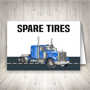 Étiquettes pour aliments pour camion semi-remorque, Tentes pour restaurants, Marque-places, Cartes de buffet, Étiquettes pour aliments, Semi-camion bleu, Big Rig