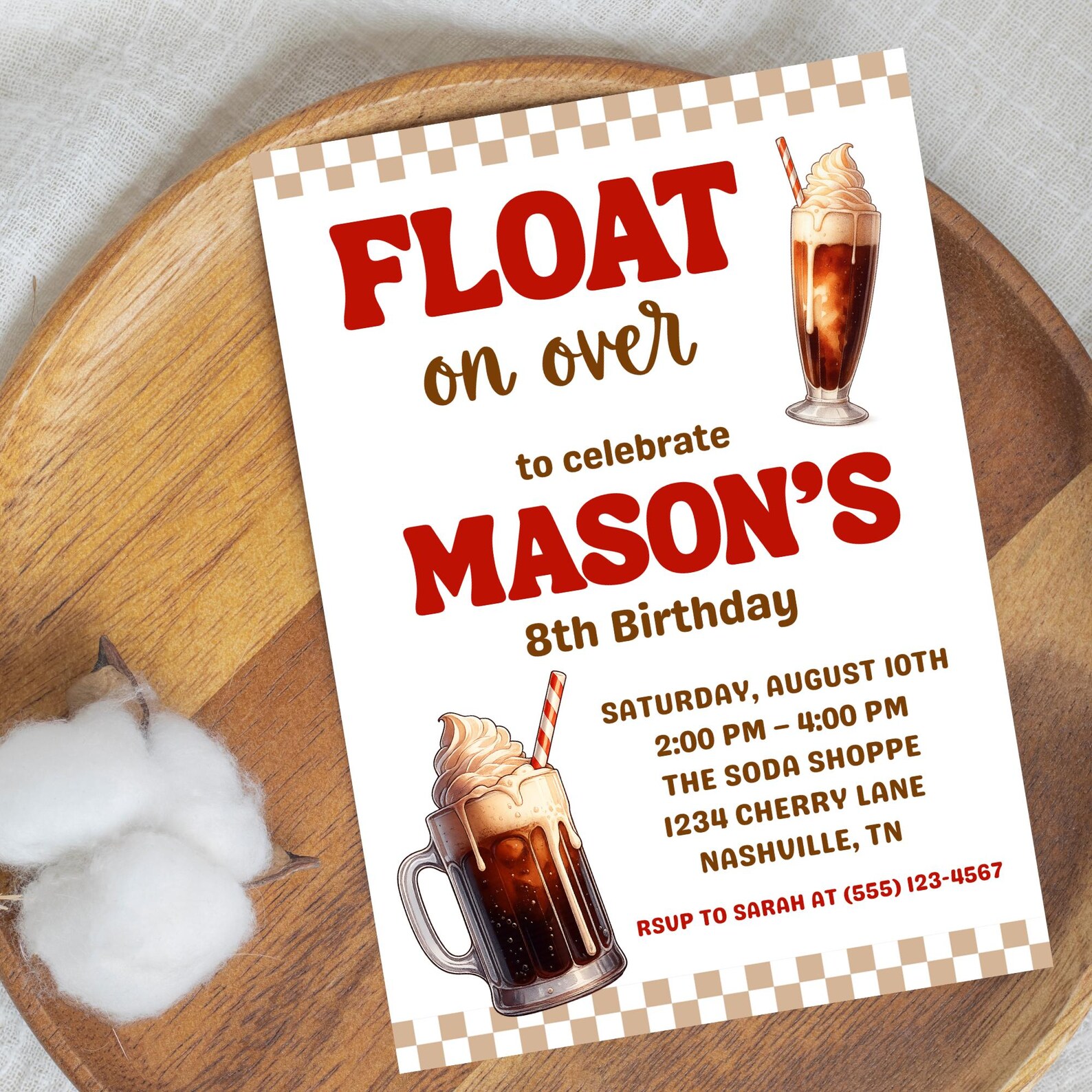 Floating Invite Root Beer Float Birthday Invitation: Ice Cream Party Invite - Etsy