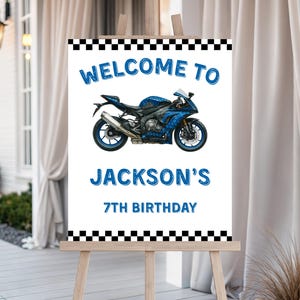 Motorcycle Welcome Sign, Motorcycle Poster, Motorcycle Party, Motorcycle Birthday,  Blue Motorcycle