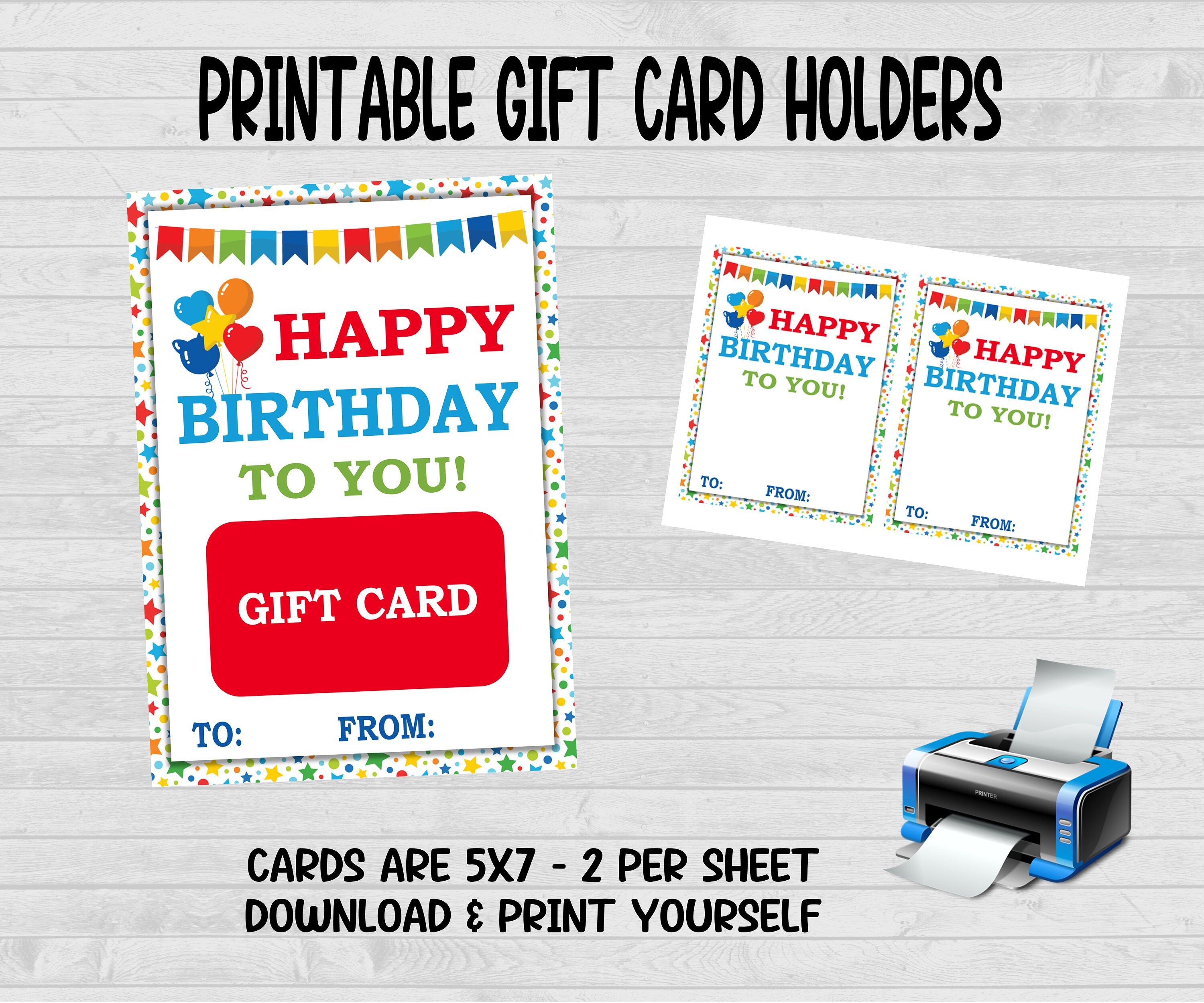 Birthday Gift Card Holder Gift Card Printable Birthday Gift - Etsy