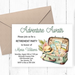 Adventure Awaits Retirement Party Invitation (5x7 or 4x6)