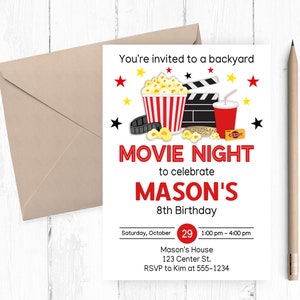 Backyard Movie Night Birthday Invitation