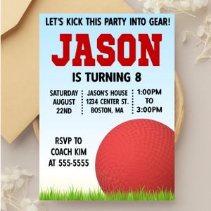 Kickball Birthday Invitation: Sports Party, Dodge Ball
